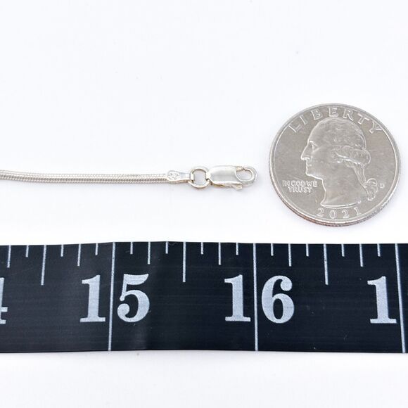 Vintage Sterling Silver 925 1.6mm Snake Chain Necklace 16" - Picture 2 of 3